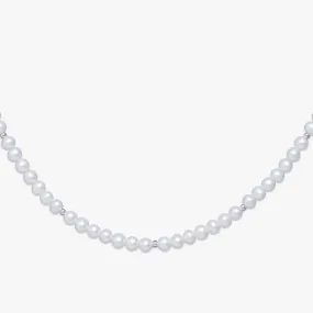 Single Metallic Bead Pearl Necklace