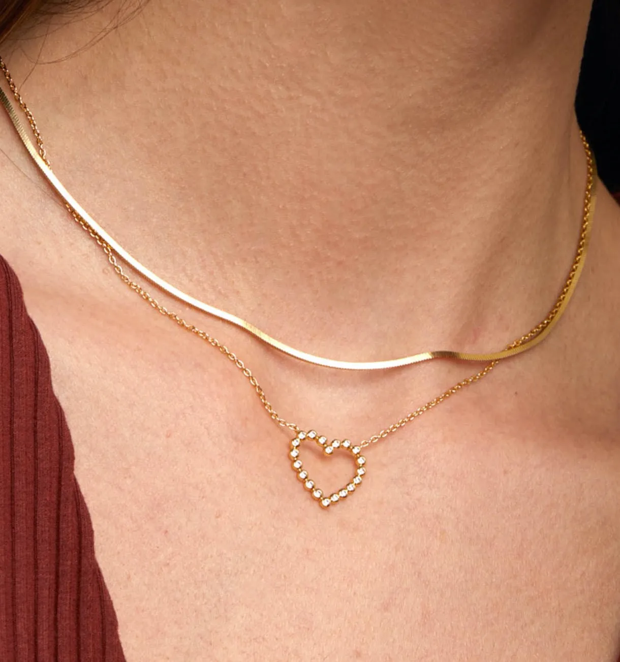 Skinny Herringbone Chain Necklace