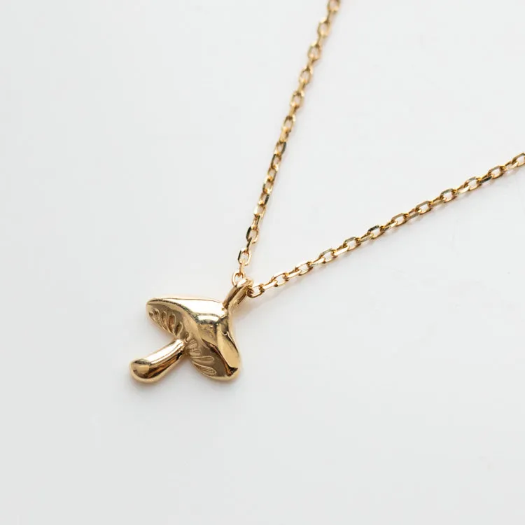 Solid Gold Mushroom Necklace