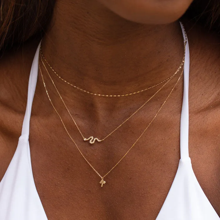 Solid Gold Mushroom Necklace