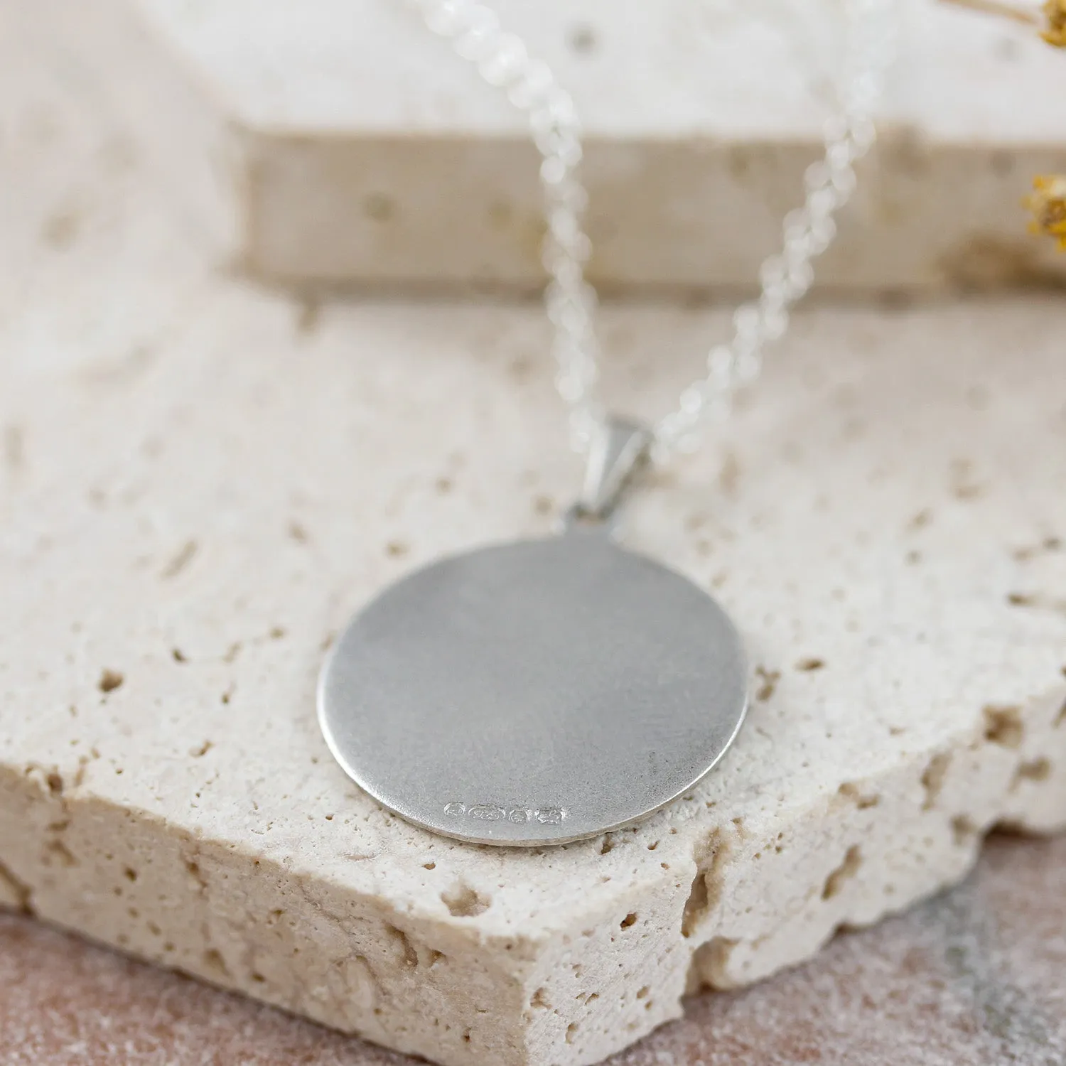 St Christopher Mosaic Border Personalised Silver Necklace (Cast Sterling Silver)