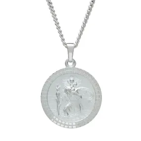 St Christopher Mosaic Border Personalised Silver Necklace