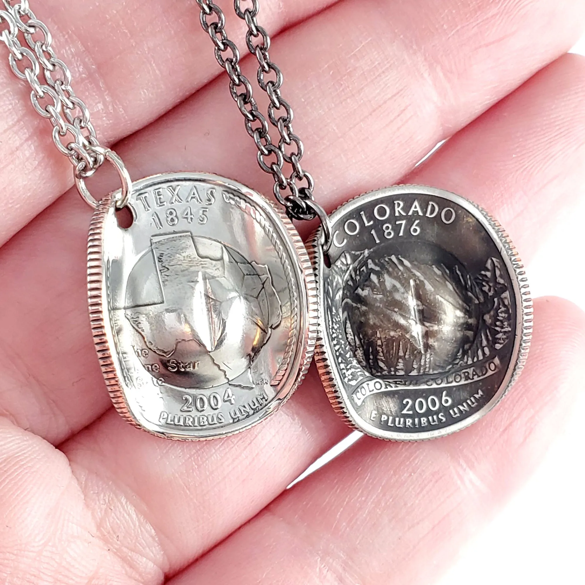 State Quarter Cowboy Hat Coin Necklace