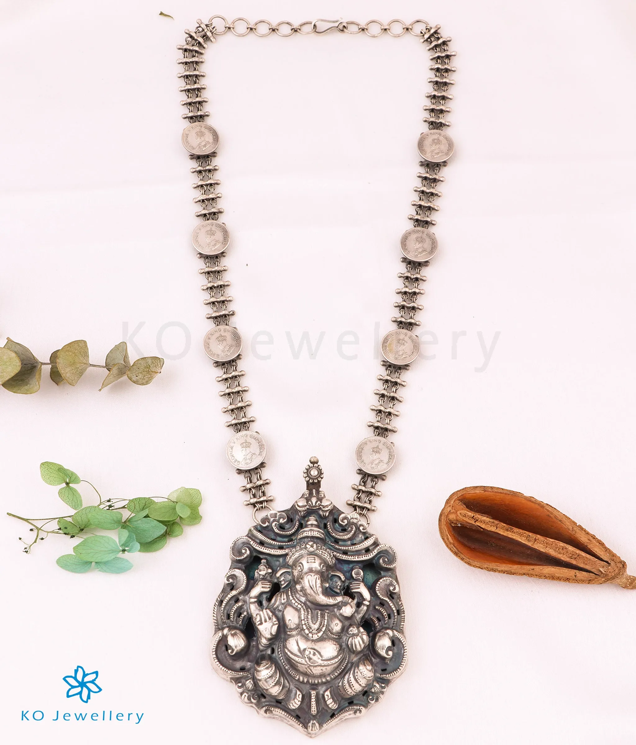 The Bhuvanpati Ganesha Silver Coin Nakkasi Necklace