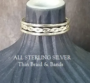 Thin Braid & Thin Bands (choose sterling silver or 14k gold-filled styles)