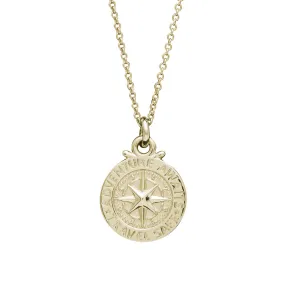 Travel Safe Compass Personalised Solid Gold Necklace