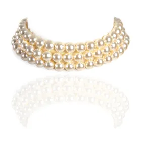 Triple Iconic Pearl Choker - Cream