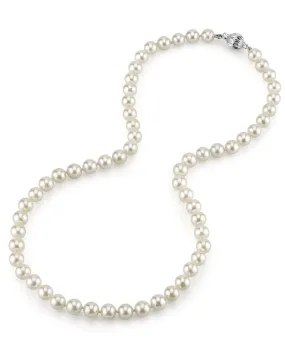 White Japanese Hanadama Akoya Pearl Necklace, 6.5-7.0mm